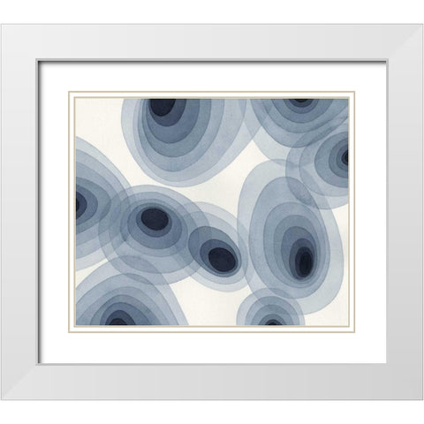 Indigo Ovals III White Modern Wood Framed Art Print with Double Matting by Galapon, Nikki