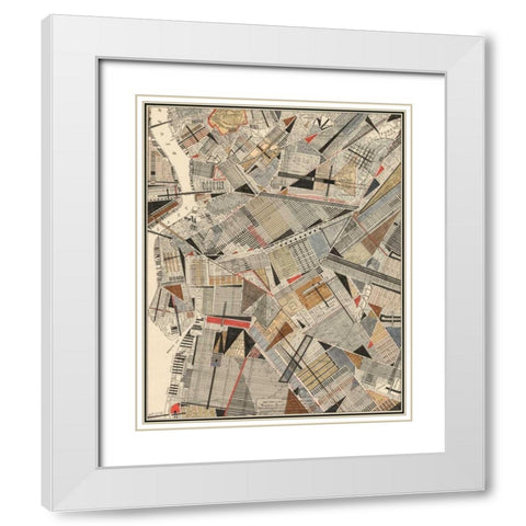 Modern Map of Brooklyn White Modern Wood Framed Art Print with Double Matting by Galapon, Nikki