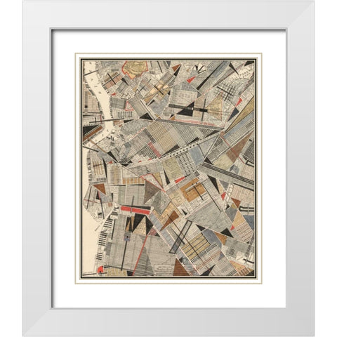 Modern Map of Brooklyn White Modern Wood Framed Art Print with Double Matting by Galapon, Nikki