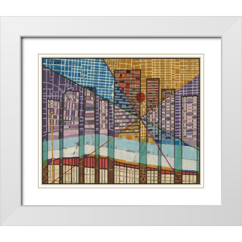 Modern Map of Detroit White Modern Wood Framed Art Print with Double Matting by Galapon, Nikki