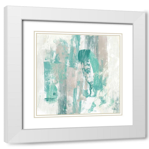 Teal Fog II White Modern Wood Framed Art Print with Double Matting by Vess, June Erica