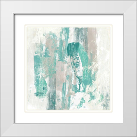 Teal Fog II White Modern Wood Framed Art Print with Double Matting by Vess, June Erica
