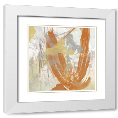 Tangerine and Grey III White Modern Wood Framed Art Print with Double Matting by Vess, June Erica