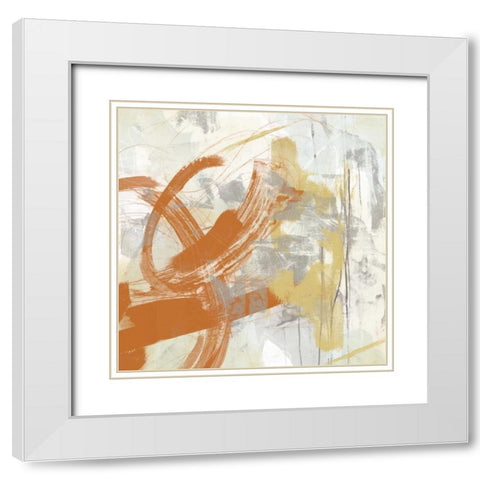 Tangerine and Grey IV White Modern Wood Framed Art Print with Double Matting by Vess, June Erica