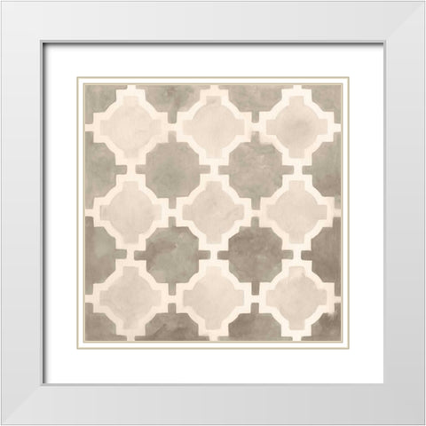 Neutral Watercolor Tile I White Modern Wood Framed Art Print with Double Matting by Vess, June Erica