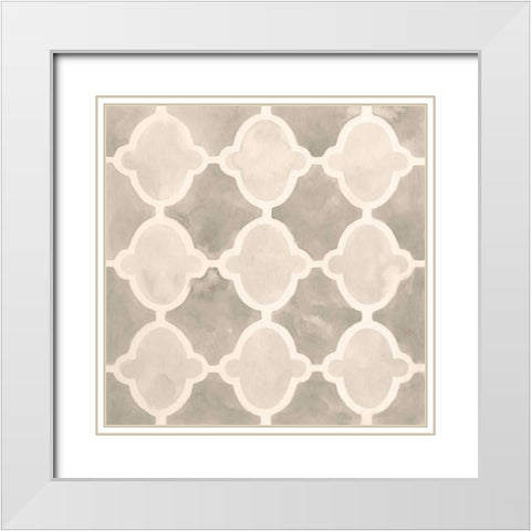 Neutral Watercolor Tile II White Modern Wood Framed Art Print with Double Matting by Vess, June Erica