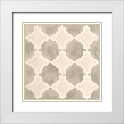 Neutral Watercolor Tile III White Modern Wood Framed Art Print with Double Matting by Vess, June Erica