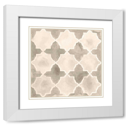 Neutral Watercolor Tile IV White Modern Wood Framed Art Print with Double Matting by Vess, June Erica