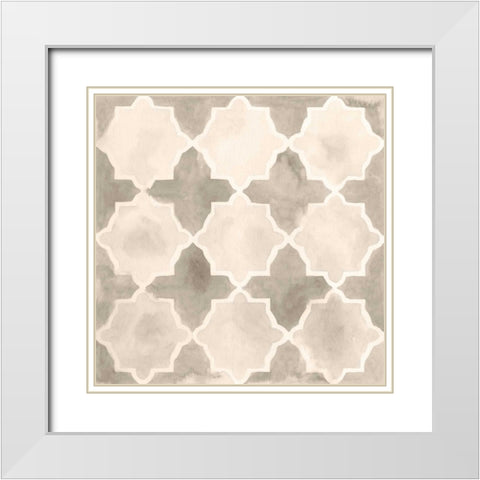 Neutral Watercolor Tile IV White Modern Wood Framed Art Print with Double Matting by Vess, June Erica