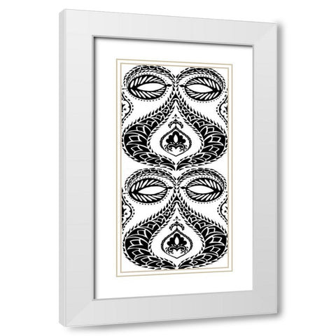 BandW Arabesque Panels I White Modern Wood Framed Art Print with Double Matting by Zarris, Chariklia