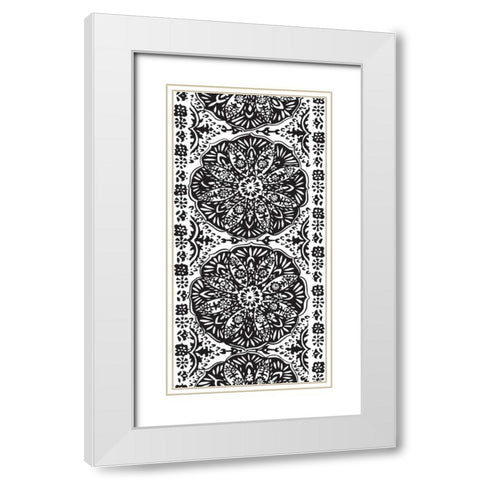 BandW Arabesque Panels III White Modern Wood Framed Art Print with Double Matting by Zarris, Chariklia