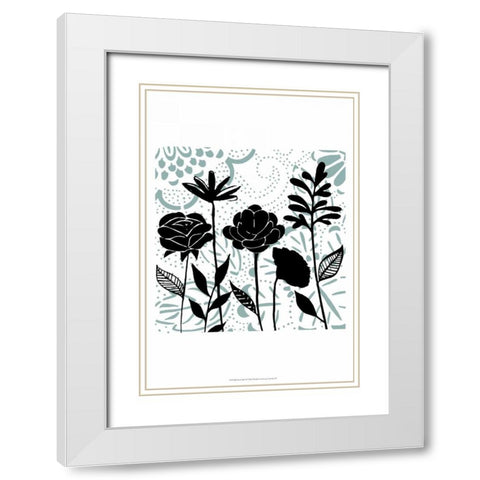 Floral Mist II White Modern Wood Framed Art Print with Double Matting by Studio W