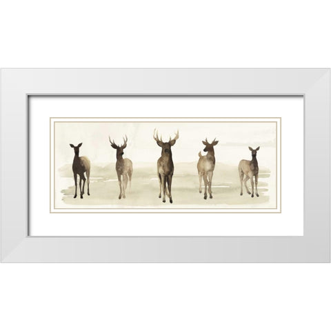 Deer Line I White Modern Wood Framed Art Print with Double Matting by Popp, Grace