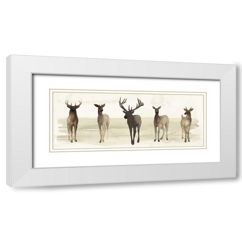 Deer Line II White Modern Wood Framed Art Print with Double Matting by Popp, Grace