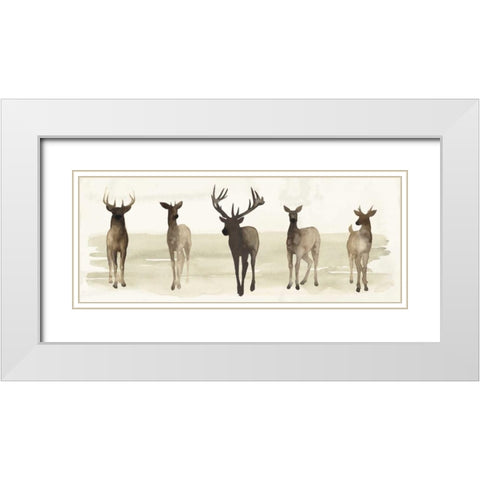 Deer Line II White Modern Wood Framed Art Print with Double Matting by Popp, Grace