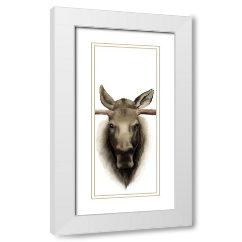 Triptych Moose II White Modern Wood Framed Art Print with Double Matting by Popp, Grace