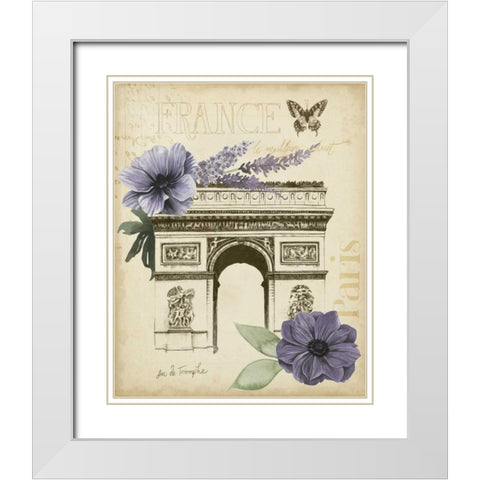 Paris Ephemera I White Modern Wood Framed Art Print with Double Matting by Popp, Grace