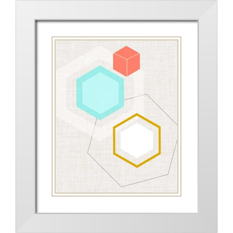 Mod Geometry I White Modern Wood Framed Art Print with Double Matting by Fagalde, Jarman