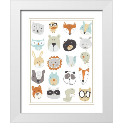 Friendly Faces White Modern Wood Framed Art Print with Double Matting by Vess, June Erica