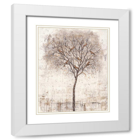 Tree of Birds I White Modern Wood Framed Art Print with Double Matting by OToole, Tim