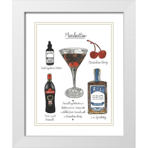 Classic Cocktail - Manhattan White Modern Wood Framed Art Print with Double Matting by McCavitt, Naomi