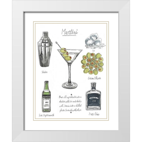 Classic Cocktail - Martini White Modern Wood Framed Art Print with Double Matting by McCavitt, Naomi