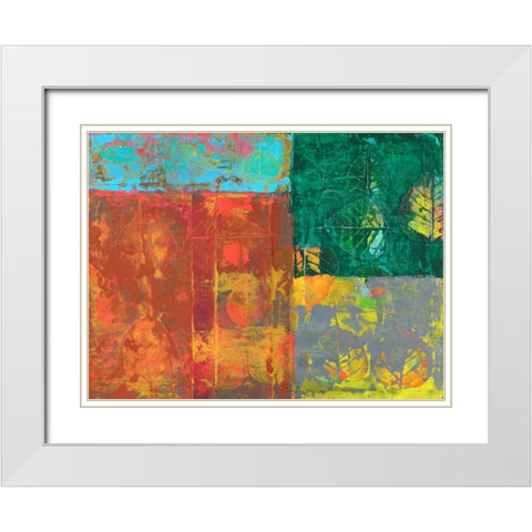 Colorful Leaf Imprint I White Modern Wood Framed Art Print with Double Matting by Ray, Elena