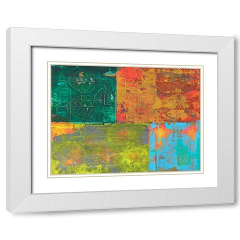 Colorful Leaf Imprint II White Modern Wood Framed Art Print with Double Matting by Ray, Elena