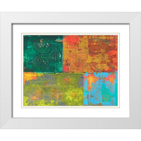 Colorful Leaf Imprint II White Modern Wood Framed Art Print with Double Matting by Ray, Elena