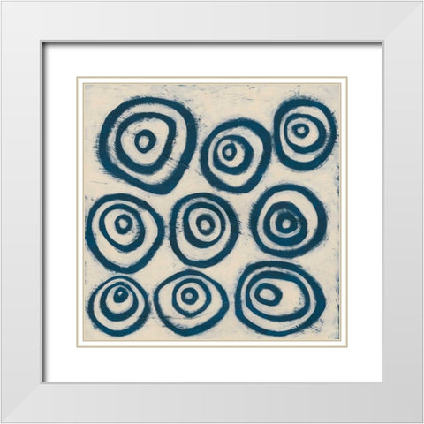 Indigo Signals I White Modern Wood Framed Art Print with Double Matting by Vess, June Erica