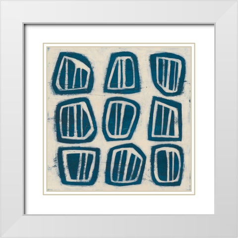 Indigo Signals III White Modern Wood Framed Art Print with Double Matting by Vess, June Erica