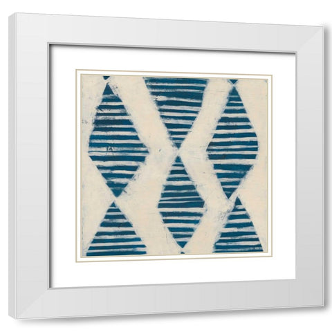 Indigo Signals VII White Modern Wood Framed Art Print with Double Matting by Vess, June Erica