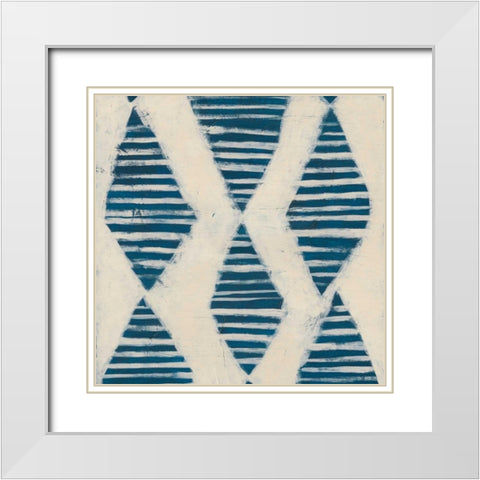 Indigo Signals VII White Modern Wood Framed Art Print with Double Matting by Vess, June Erica