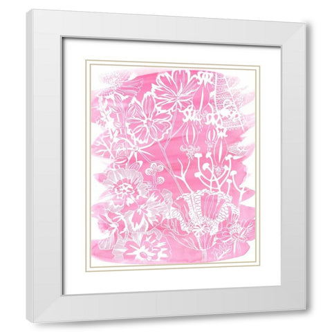 Fuchsia Bouquet I White Modern Wood Framed Art Print with Double Matting by Zarris, Chariklia