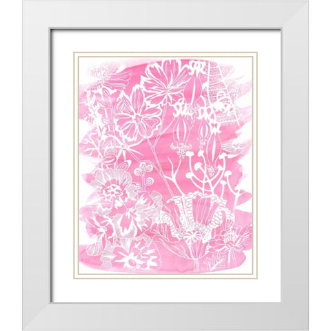 Fuchsia Bouquet I White Modern Wood Framed Art Print with Double Matting by Zarris, Chariklia