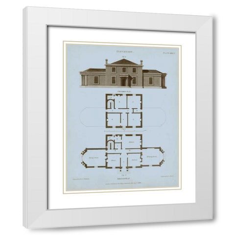 Chambray House and Plan I White Modern Wood Framed Art Print with Double Matting by Kelly, Thomas