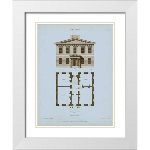 Chambray House and Plan IV White Modern Wood Framed Art Print with Double Matting by Kelly, Thomas