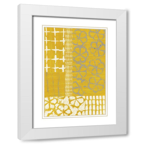 Golden Blockprint II White Modern Wood Framed Art Print with Double Matting by Zarris, Chariklia