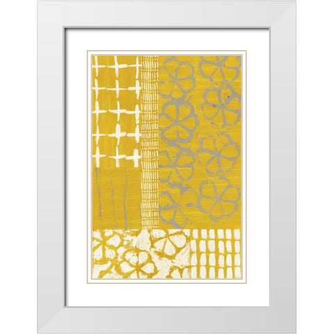 Golden Blockprint II White Modern Wood Framed Art Print with Double Matting by Zarris, Chariklia