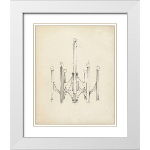 Mid Century Chandelier II White Modern Wood Framed Art Print with Double Matting by Harper, Ethan