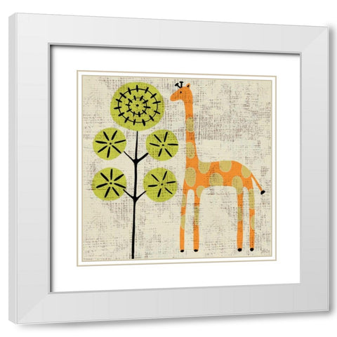 Adas Giraffe White Modern Wood Framed Art Print with Double Matting by Zarris, Chariklia