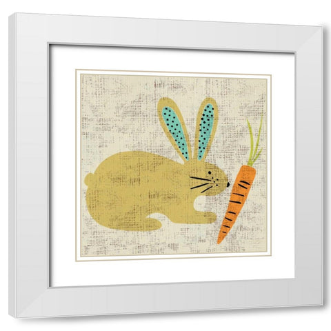 Adas Bunny White Modern Wood Framed Art Print with Double Matting by Zarris, Chariklia