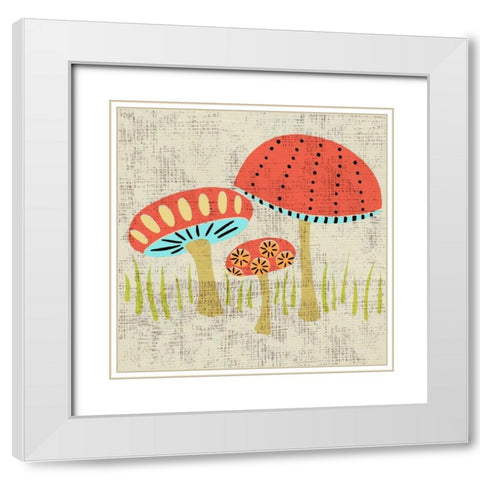 Adas Mushrooms White Modern Wood Framed Art Print with Double Matting by Zarris, Chariklia