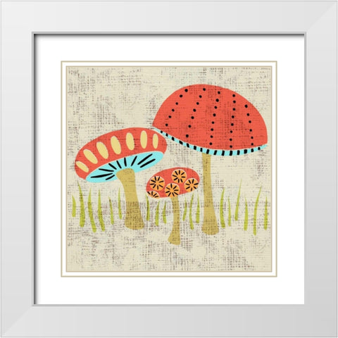 Adas Mushrooms White Modern Wood Framed Art Print with Double Matting by Zarris, Chariklia