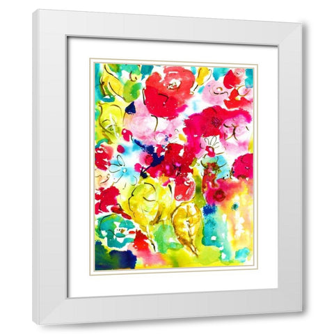 Flower Array I White Modern Wood Framed Art Print with Double Matting by Minasian, Julia