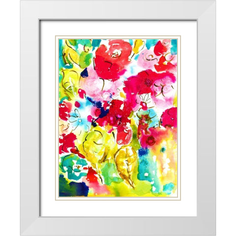 Flower Array I White Modern Wood Framed Art Print with Double Matting by Minasian, Julia
