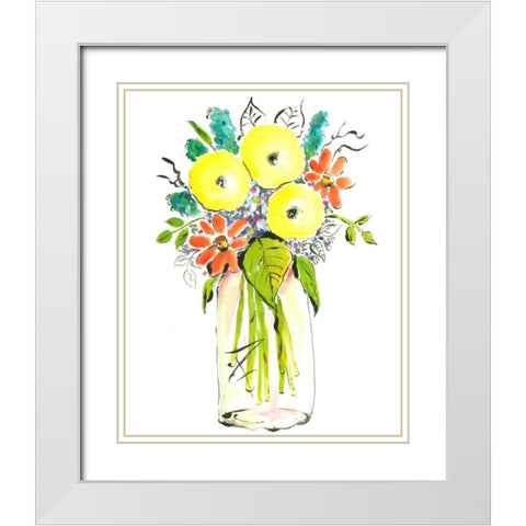 Flower Vase I White Modern Wood Framed Art Print with Double Matting by Minasian, Julia