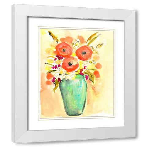 Flower Vase III White Modern Wood Framed Art Print with Double Matting by Minasian, Julia