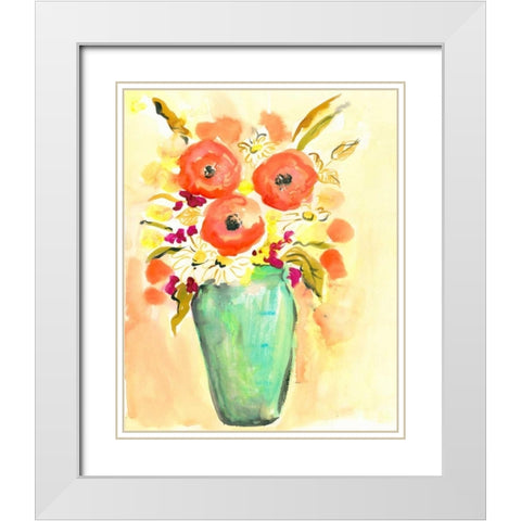 Flower Vase III White Modern Wood Framed Art Print with Double Matting by Minasian, Julia