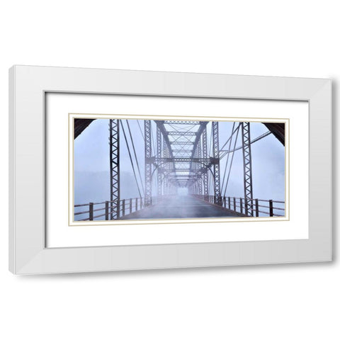 Misty Bridge White Modern Wood Framed Art Print with Double Matting by McLoughlin, James